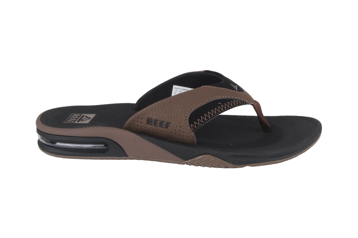 Reef CI8102 Slippers bruin combi FANNING BLACK AND TAN