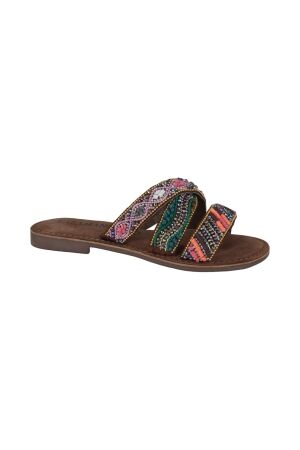 Lazamani Lazamani ladies mules beads Tan Lazamani Lazamani ladies mules beads Tan