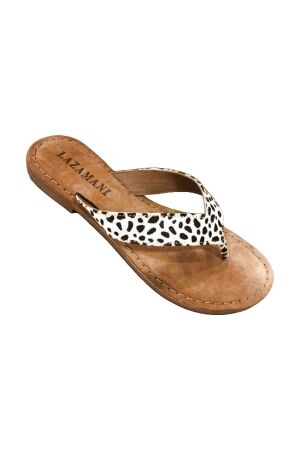 Lazamani Lazamani ladies toe slippers hair on leather Dalmatia