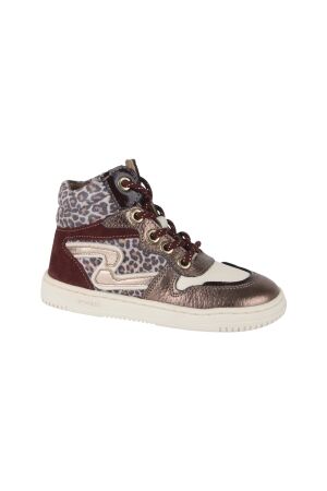 Develab Develab girls mid cut sneaker lace 439 Burgundy Fantasy
